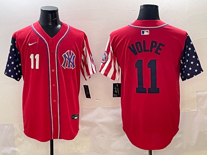 Men New York Yankees 11 Volpe Red a generation of national flags Jointly Name 2025 Nike MLB Jersey style 2